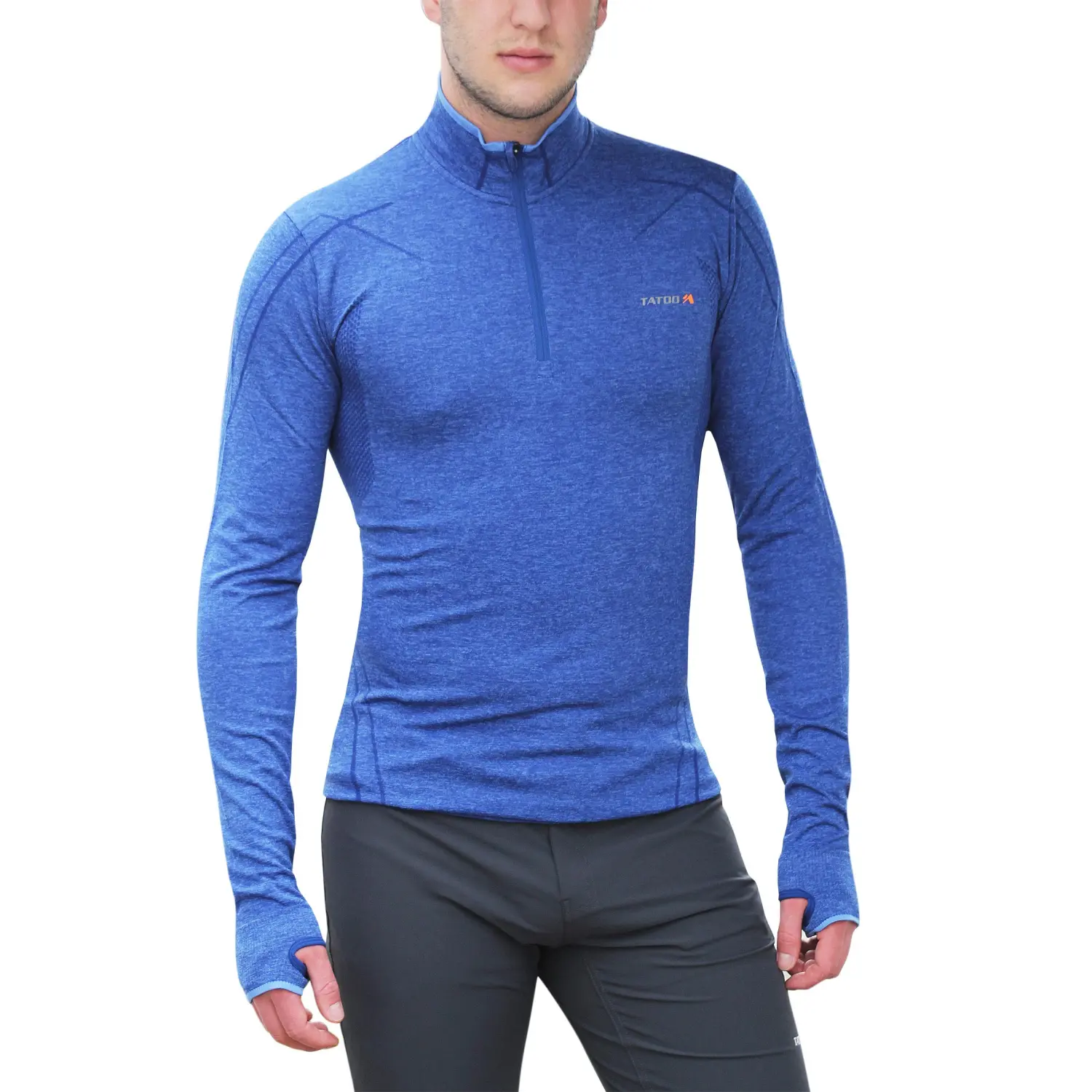 blue melange - Tatoo Half Zip Men Sphere