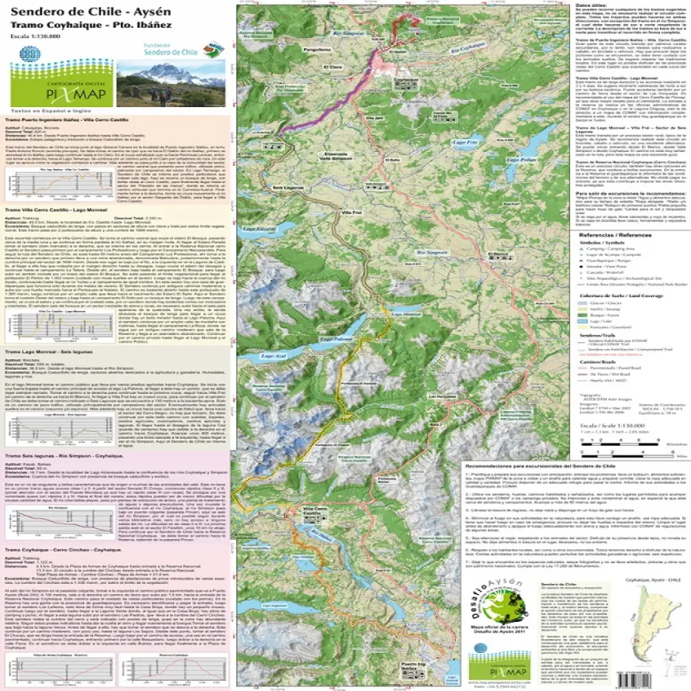 Aoneker Mapa Topográfico Coyhaique-Pto. Ibañez