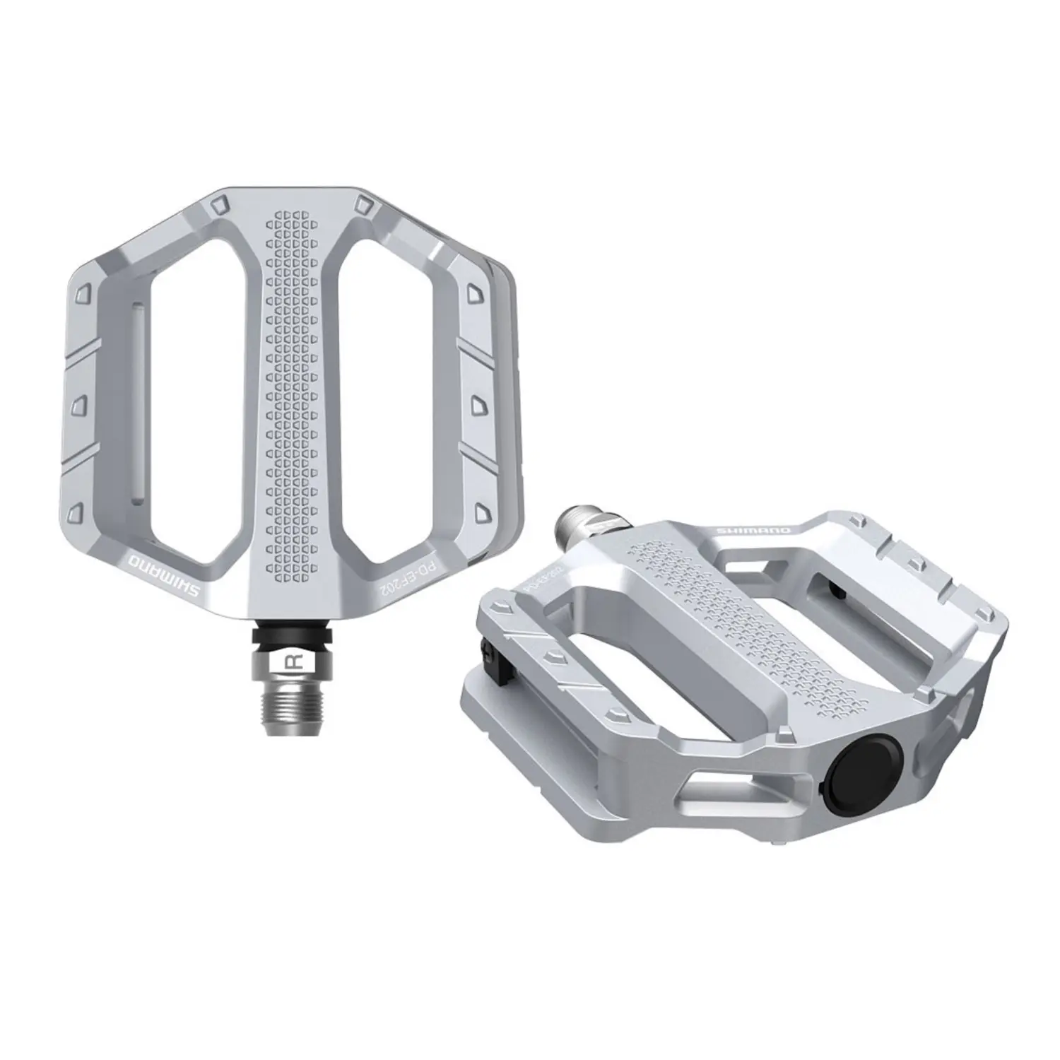 silver - Shimano Pedal MTB PD-EF202 flats