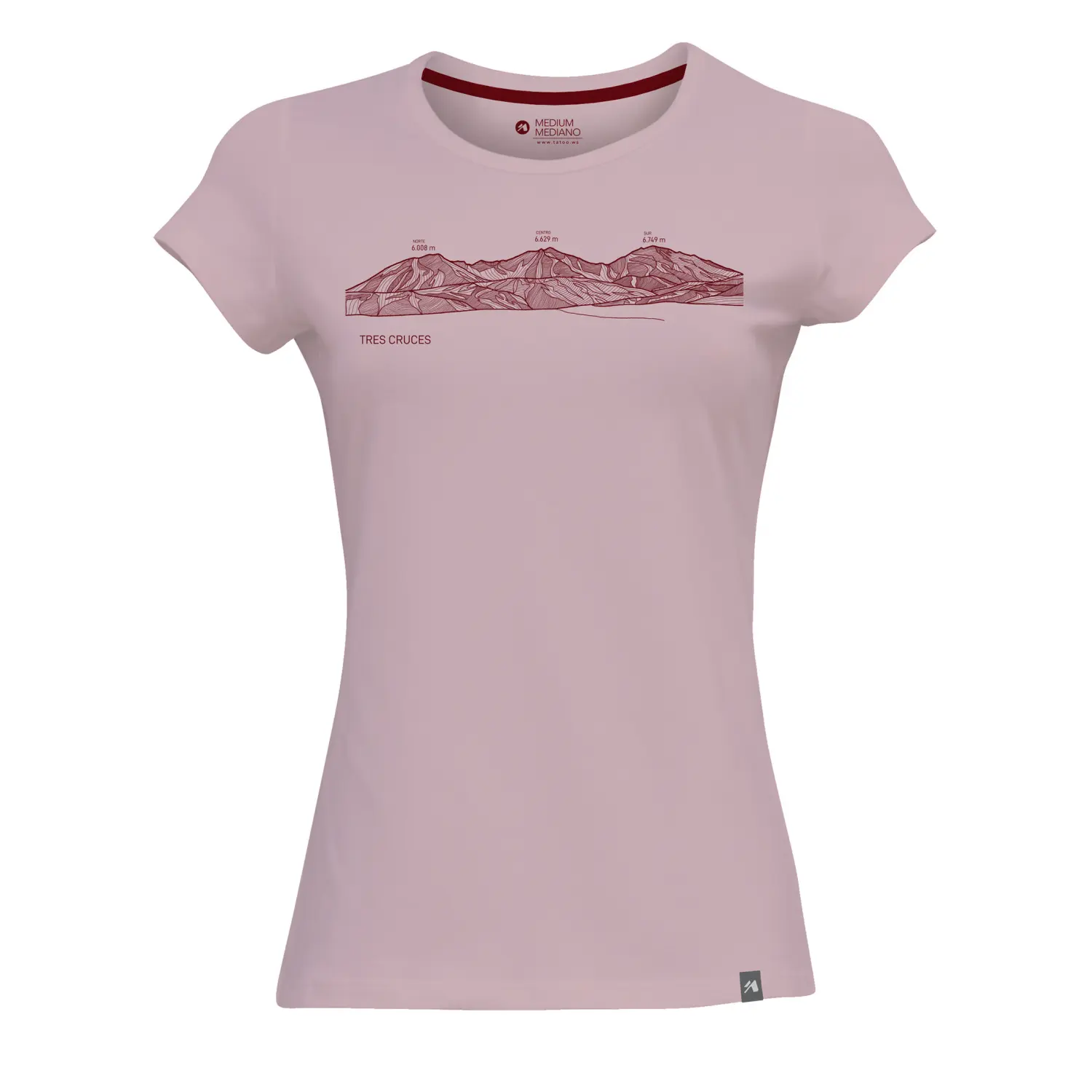 rosa p - Tatoo Polera Mujer Tres Cruces Lineal
