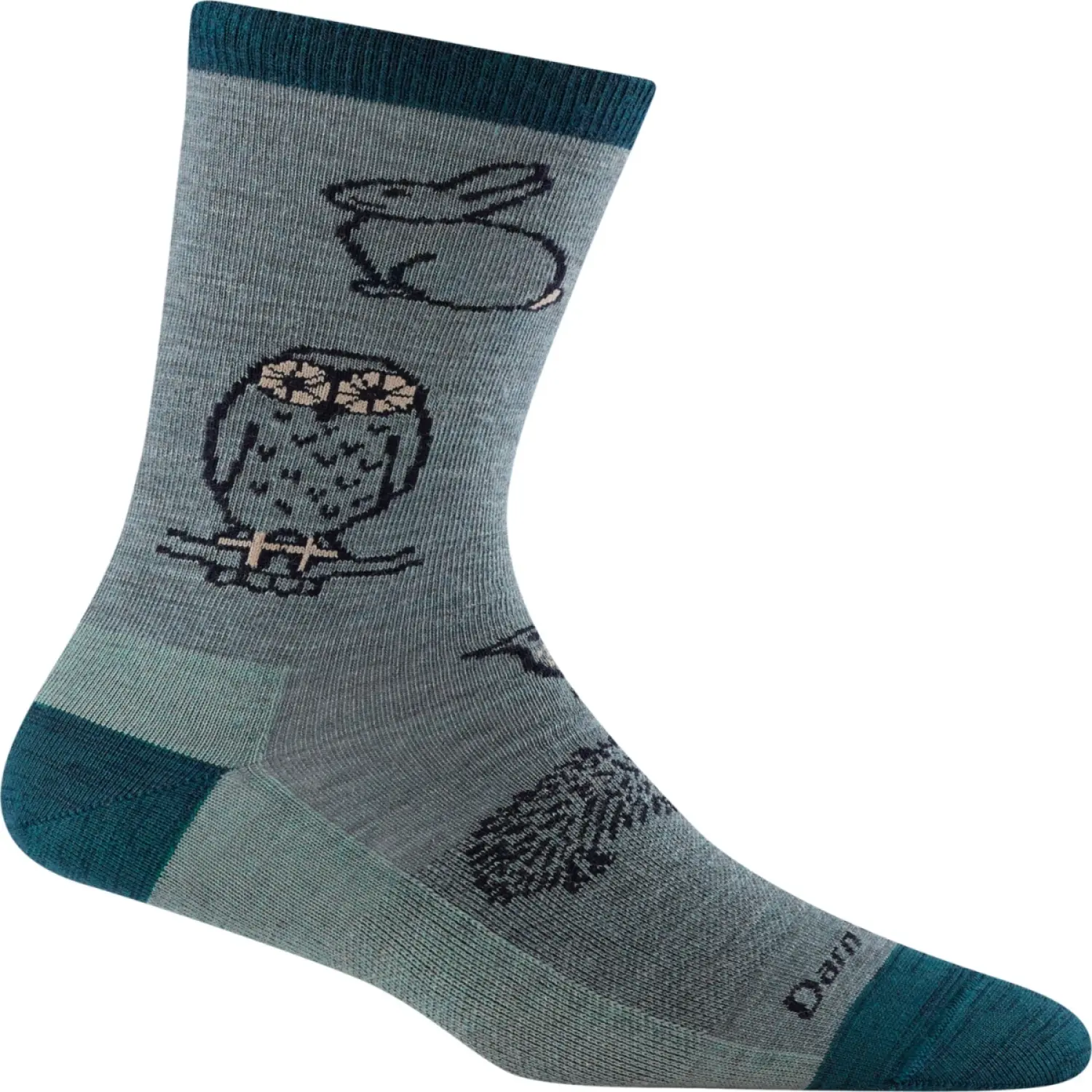 seafoam - Darn Tough Women's Merino Wool Woodland Creatures Crew Height Light Socks