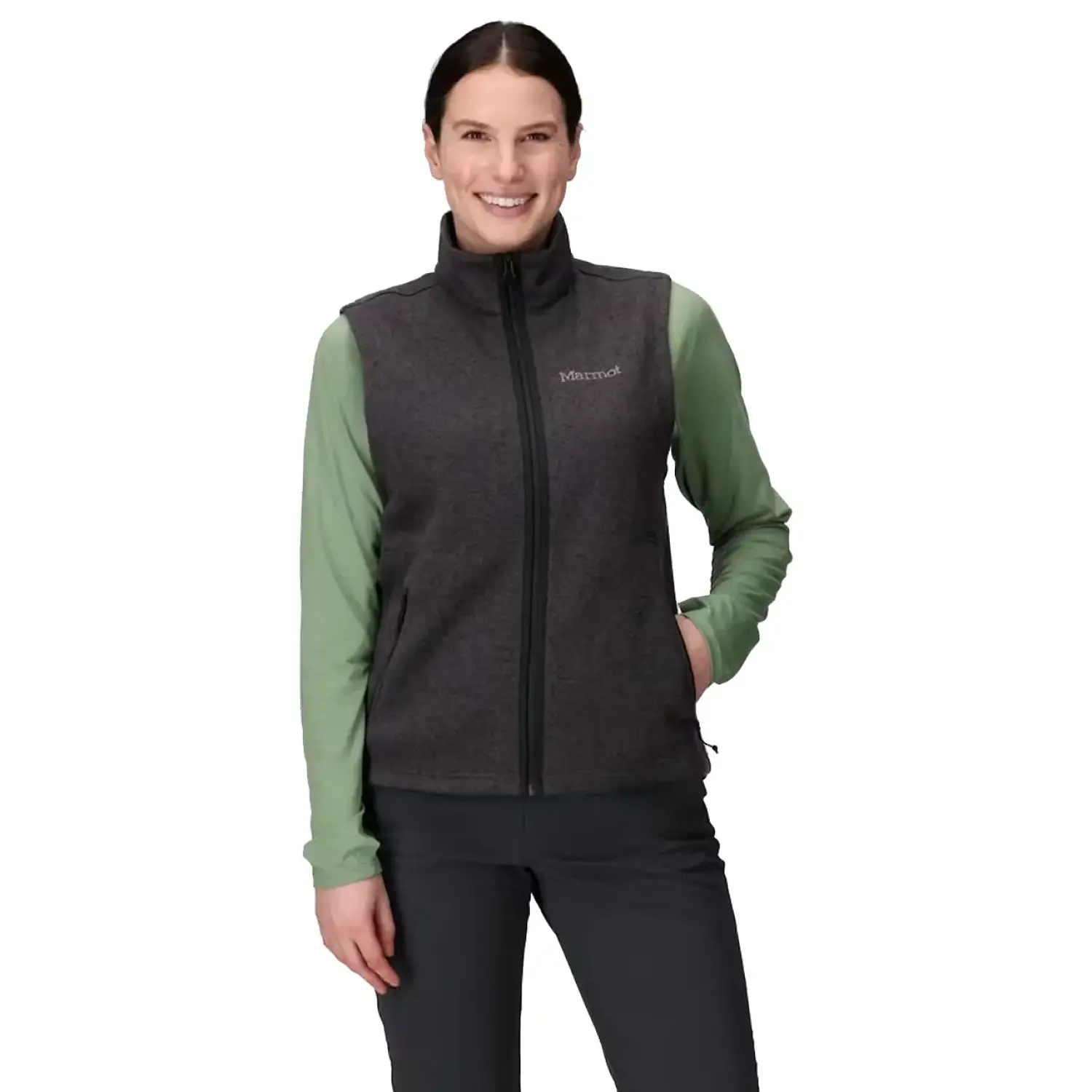 black heather - Marmot Women's Drop Line Sweater Fleece Vest