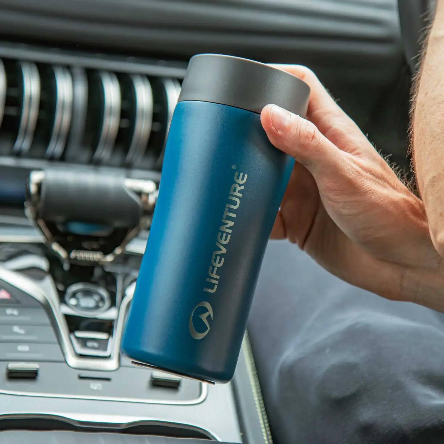 cobalt - Lifeventure One Touch Thermal Mug